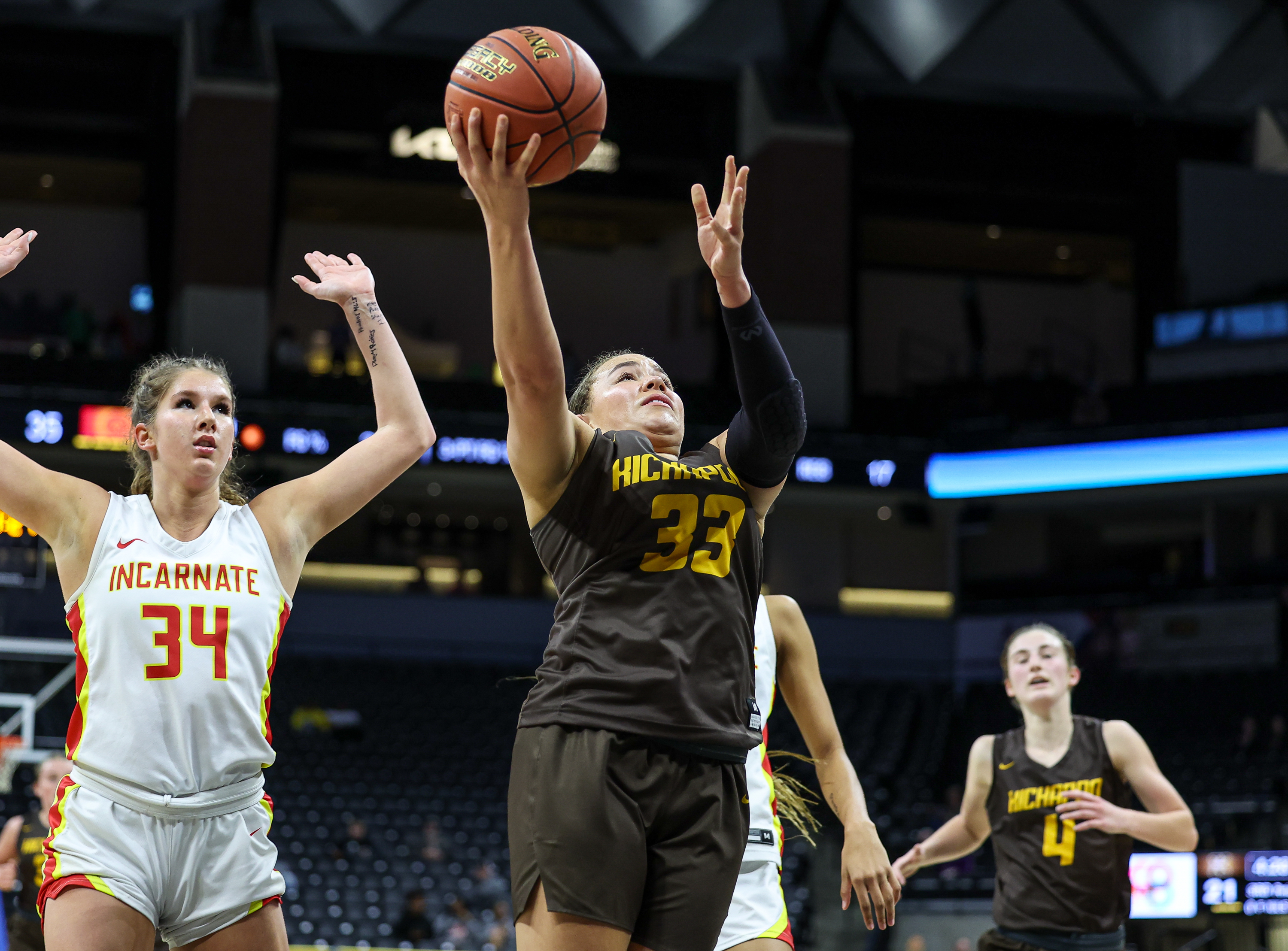 Kickapoo's Kya Johnson (33) showed her range last week.